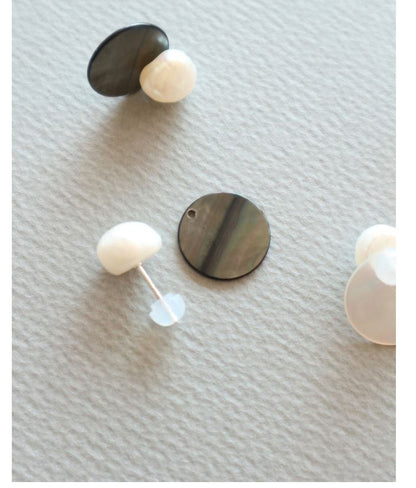 925 Sterling Silver Fresh water pearl and mother of pearl two way earrings, disc mother of pearl earrings