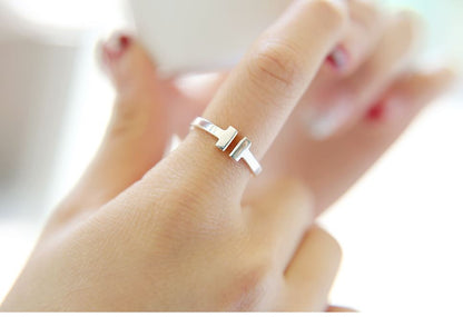 925 Sterling Silver Open T ring, Double bar ring, T ring ,R0797S