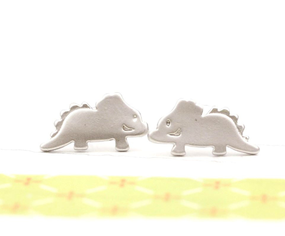 cute and unique Dino Dinosaur Stud Earrings in Gold / Silver