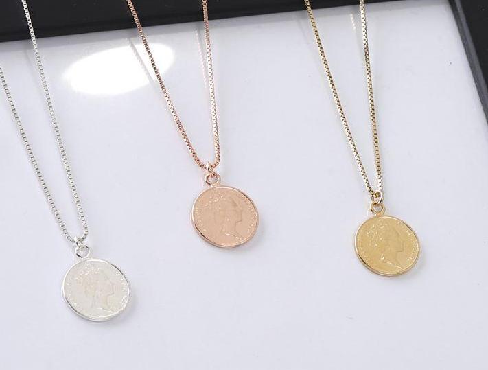 925 Sterling Silver Vantage Coin medal necklace, Elizabeth Coin necklace,