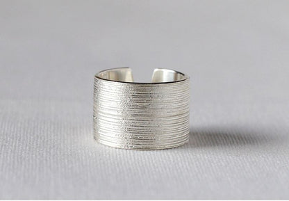 925 Sterling Silver brushed Cuff ring, Tube ring, Knuckle ring, Wide and Thick ring, Stacking Ring, R1140S