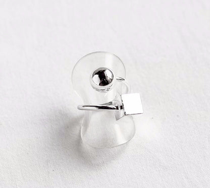 925 Sterling Silver Ball and Cube Statement  Ring, R1104S