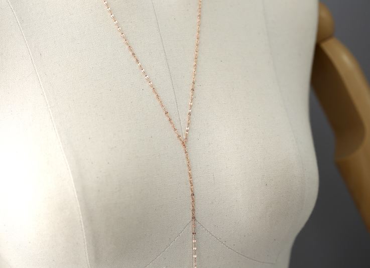 925 sterling silver Pressed Long chain Lariat Y Necklace, Y necklace