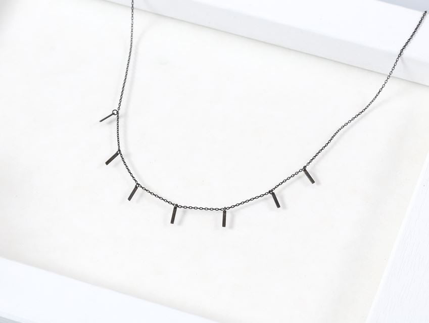 925 Sterling Silver Tiny bars Necklace, Wedding Necklace, layering necklace, simple sticks necklace