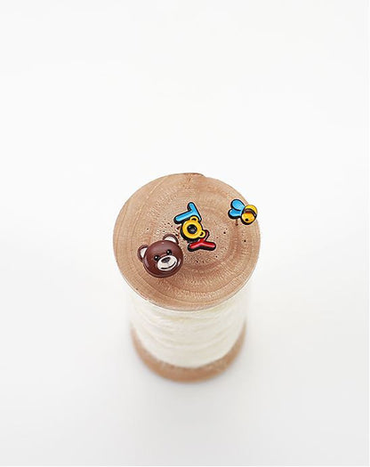 Cute Lip and Eye Set earrings, Teddy Bear and Toy Stud earrings