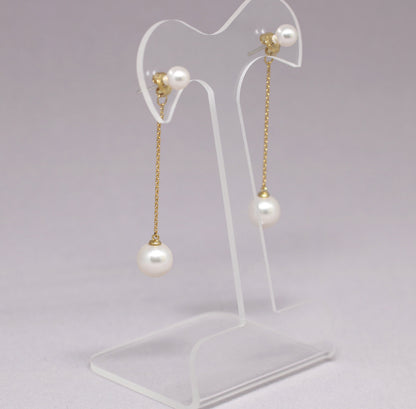 925 silver two ways Long chain pearl earrings ,Long pearl ear jacket, Long chain ear jacket