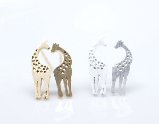 Loving Giraffe pendant  earrings in silver/ gold, E0010G