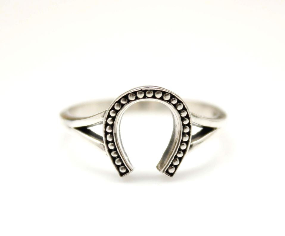 925 Sterling Silver Lucky Horseshoe Stacking Ring