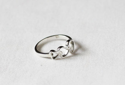 925 Sterling Silver Triple Open Heart Ring, R1088S