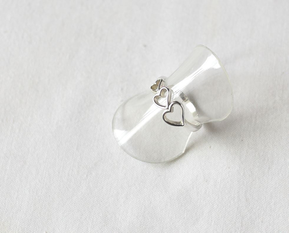 925 Sterling Silver Triple Open Heart Ring, R1088S