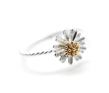 White daisy flower ring -3 (925 sterling silver / plated over Brass)