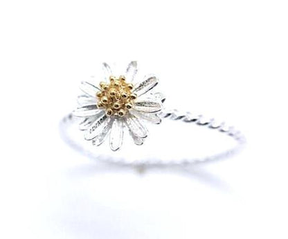 White daisy flower ring -3 (925 sterling silver / plated over Brass)