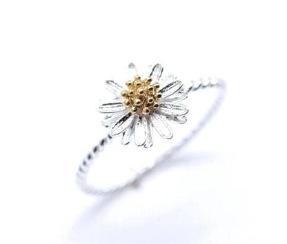 White daisy flower ring -3 (925 sterling silver / plated over Brass)