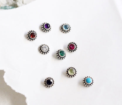 925 Sterling Silver Birthstone Stud Earrings