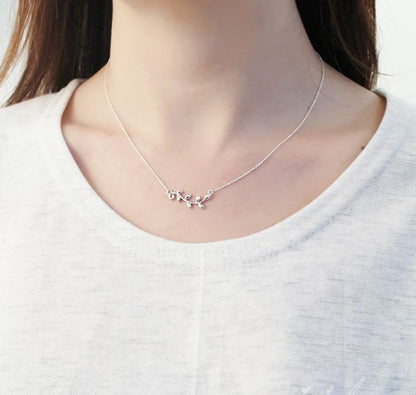 925 sterling silver Delicate Branch Necklace 3 colors, N1067S