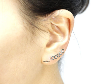 Geometric circle in line earrings Ear Crawler,Climber,Ear cuff style Stud Earrings