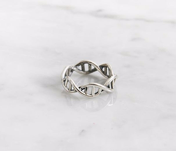 925 Sterling Silver DNA ring Chemistry Ring, Molecule Ring, Infinity Pattern Ring, R1072S