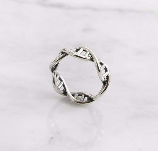 925 Sterling Silver DNA ring Chemistry Ring, Molecule Ring, Infinity Pattern Ring, R1072S