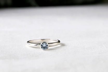 925 Sterling Silver Simple Stacking Ring detailed with colored Cubic Zirconia, birthstone ring, R1135S