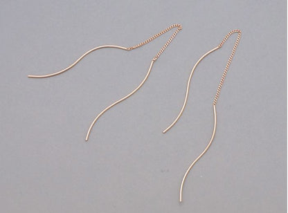 925 Sterling Silver Long Twisted Bar Ear Threader ,Pull Through Earrings. Bar Earrings