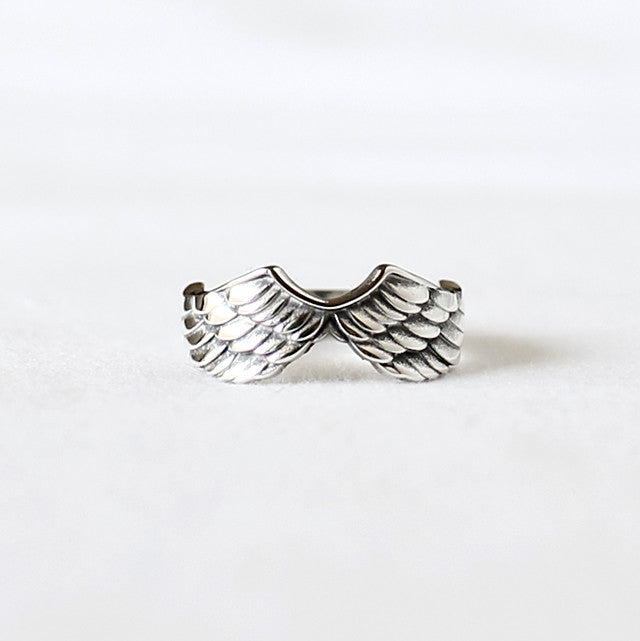 925 Sterling Silver Angel Wing statement ring ,Big feather ring