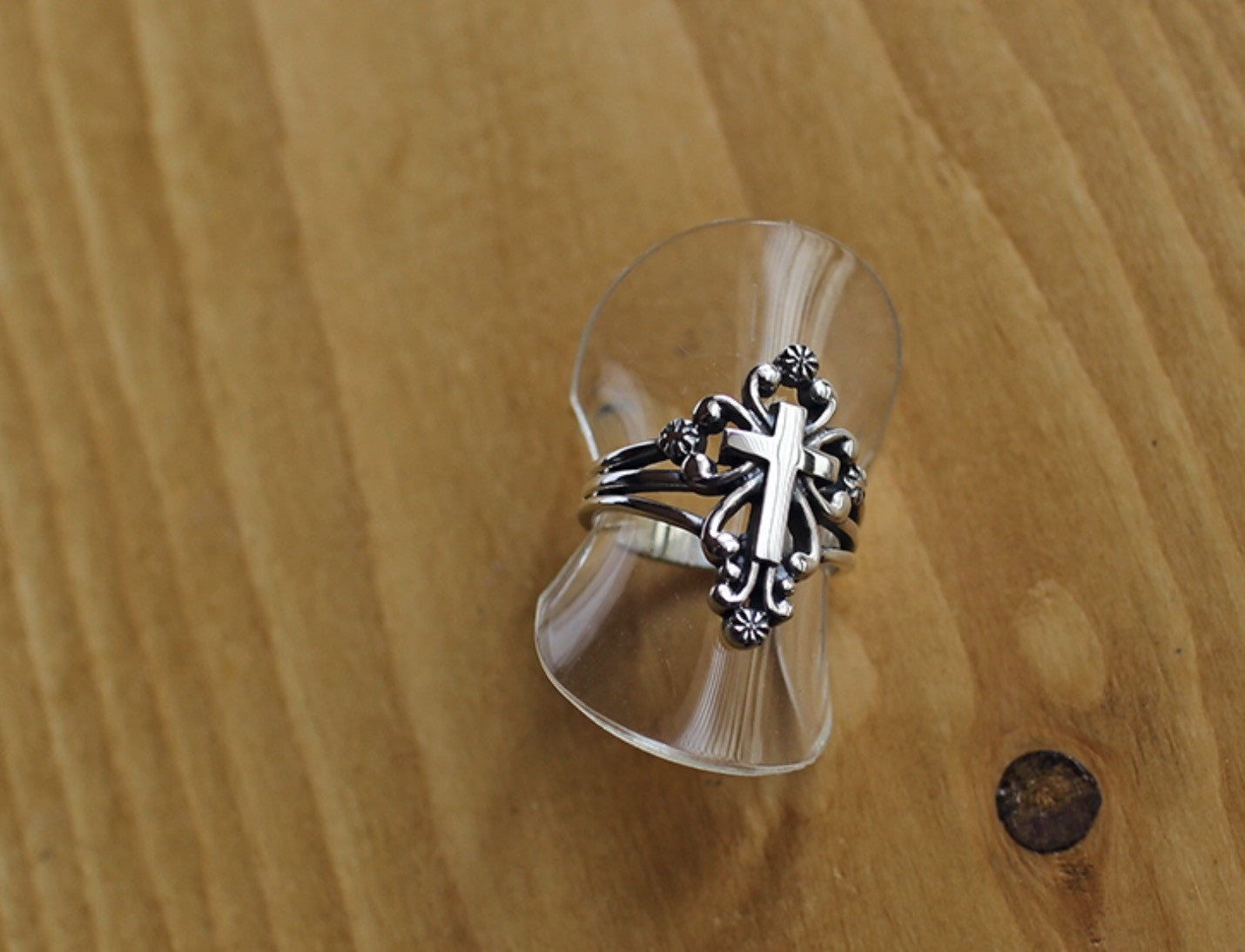 925 Sterling silver Antique Cross statement Ring