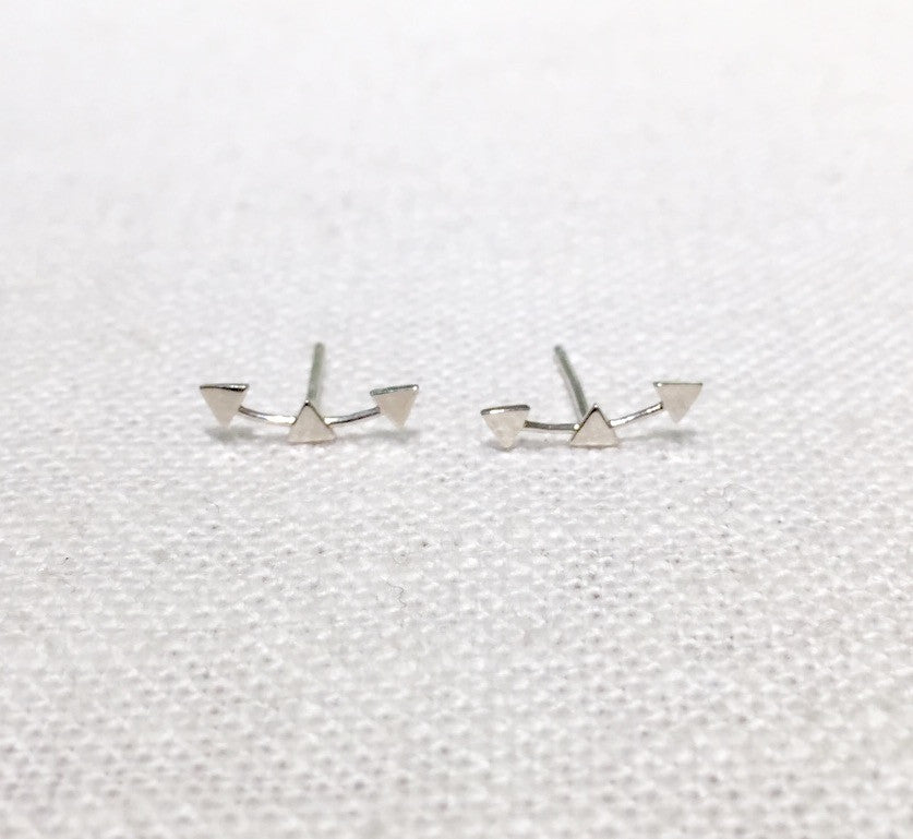 925 sterling silver Triangle ear stud,Tiny Triangles Earrings ,triple triangle earrings,Bubble Circle Earrings, triple circle line earrings, circles stud earrings