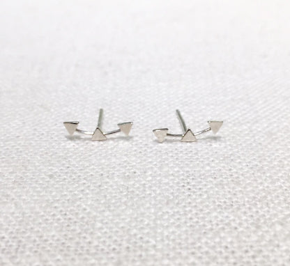 925 sterling silver Triangle ear stud,Tiny Triangles Earrings ,triple triangle earrings,Bubble Circle Earrings, triple circle line earrings, circles stud earrings