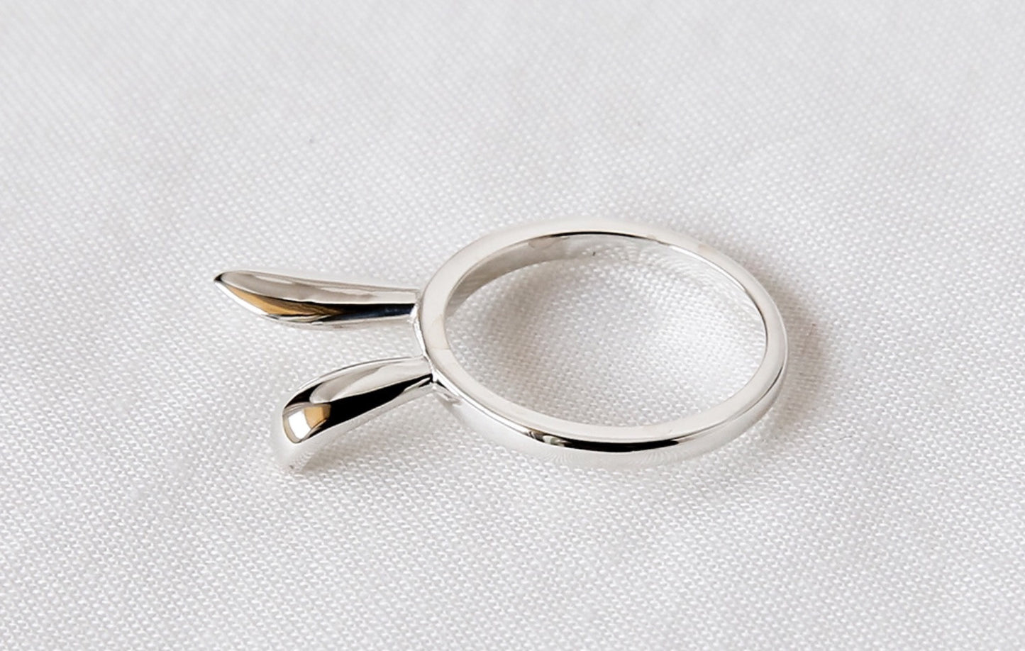 925 Sterling Silver Bunny Ears hairband Stacking Ring, rabbit ring