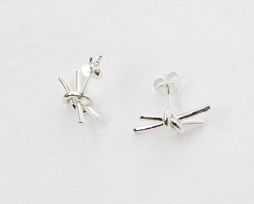 925 sterling silver Tied Knot Bow Stud Earrings