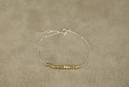 925 sterling silver Gold Nuggets Bar Bracelet