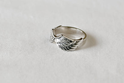 925 Sterling Silver Angel Wing statement ring ,Big feather ring