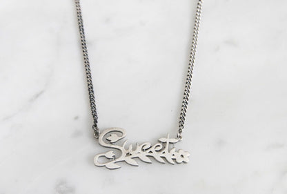 925 Sterling Silver Letter Sweet and leaf branch Necklace