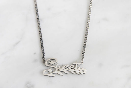 925 Sterling Silver Letter Sweet and leaf branch Necklace