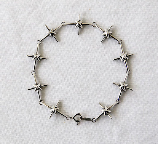 925 Sterling silver Antique Cross Knot Linked chain bracelet