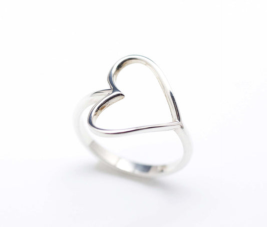 925 sterling silver Sideways Open Heart Ring