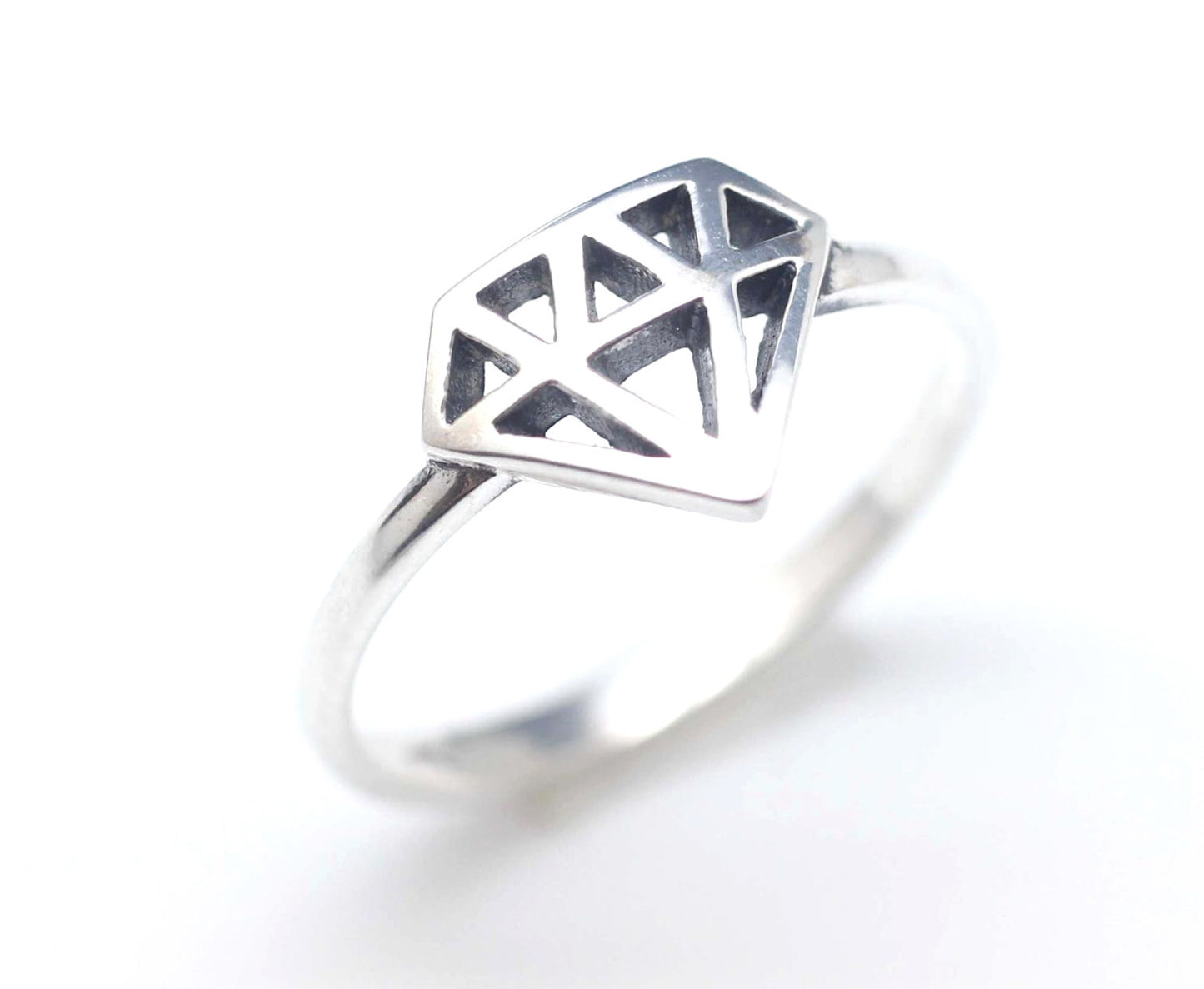 925 Sterling Silver Diamond Shape Cutout Ring