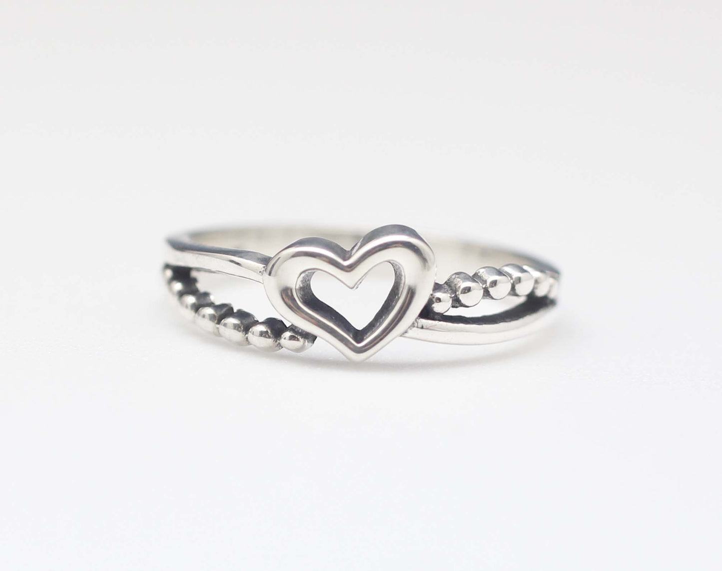 925 sterling silver Tiny Open Heart Ring