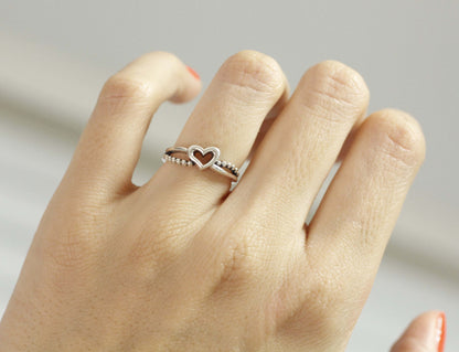 925 sterling silver Tiny Open Heart Ring