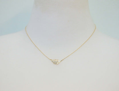 Feather Leaf Necklace in Gold / Silver,(925 sterling silver/plated over Brass) N0389K