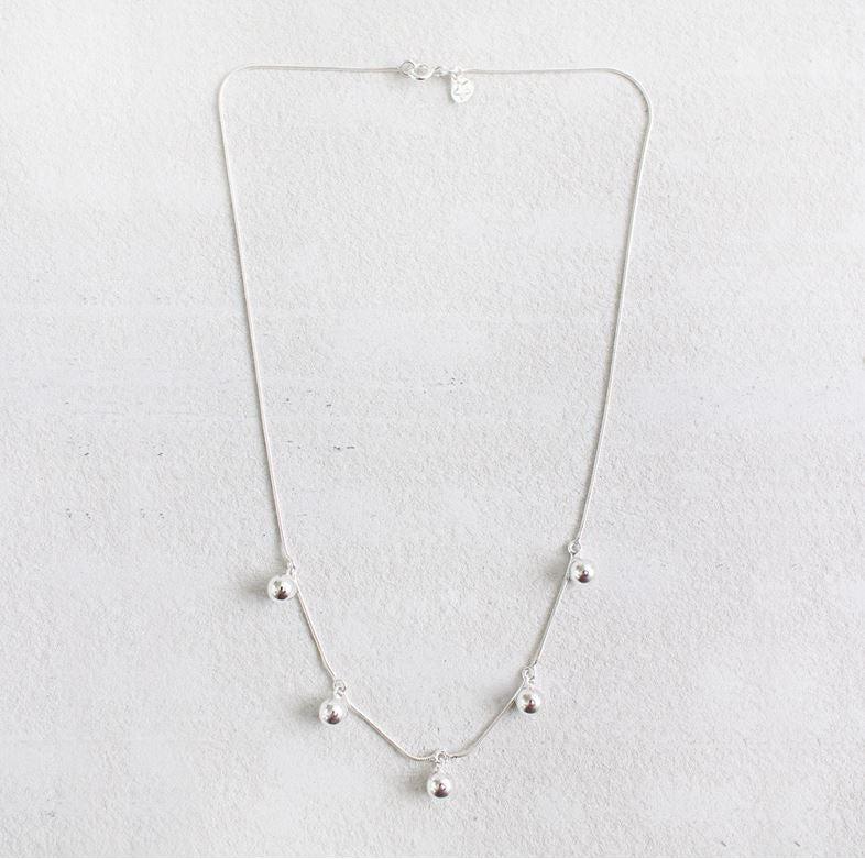 925 Sterling Silver Drop Ball beads Dangling necklace, N1073S