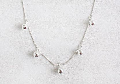 925 Sterling Silver Drop Ball beads Dangling necklace, N1073S