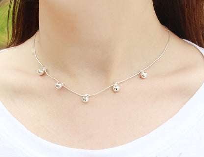 925 Sterling Silver Drop Ball beads Dangling necklace, N1073S