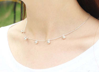 925 Sterling Silver Drop Ball beads Dangling necklace, N1073S