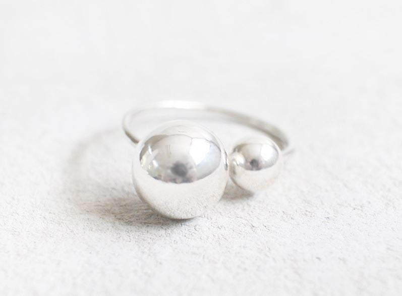 925 Sterling Silver Double Balls Statement Ring, R1105S