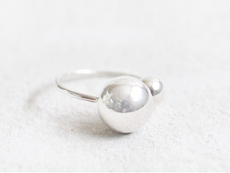 925 Sterling Silver Double Balls Statement Ring, R1105S