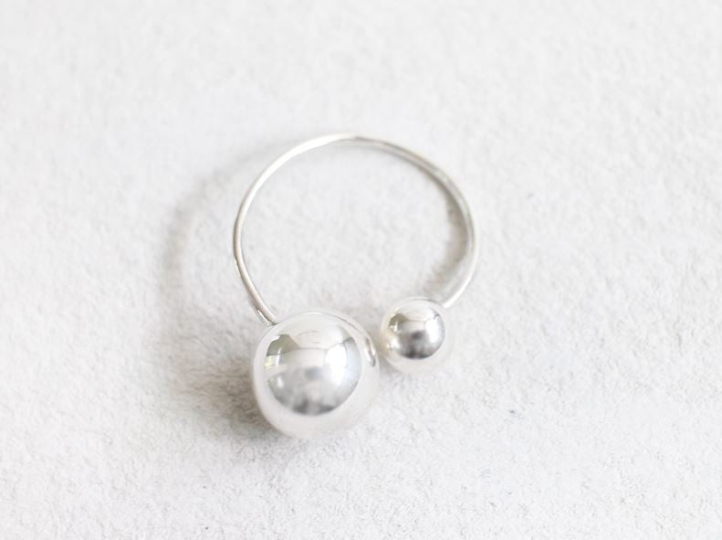 925 Sterling Silver Double Balls Statement Ring, R1105S