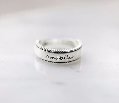 925 sterling silver Personalized writing engraved ring /Couple Rings, initials ring, date ring (up to 9 characters)