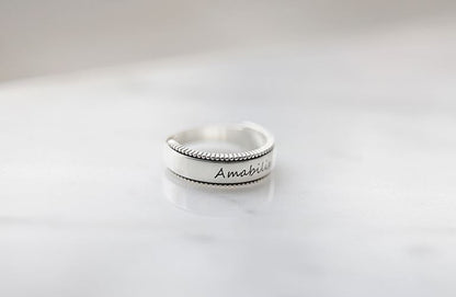 925 sterling silver Personalized writing engraved ring /Couple Rings, initials ring, date ring (up to 9 characters)