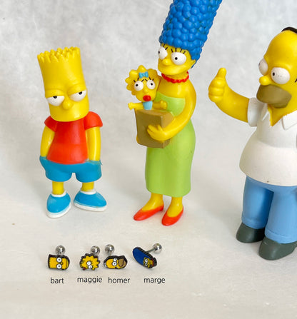 The Simpsons Barbells Ear Piercing,Homer Simpsons ,Marge, Bart, Maggie Simpsons Cartoon Animated sitcoms Helix Piercing screw back ball ,Cartilage piercing ,Tragus Ear Jewelry